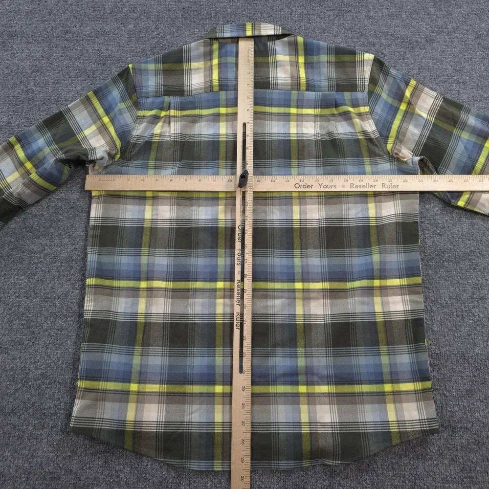 Patagonia Shirt Mens M Green Plaid Canyonite Flannel Stretch Snap Hiking Outdoor